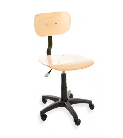 Krzeszło przemysłowe - warsztatowe ErgoPlus 02 ze sklejki lakierowanej, na kółkach (WH)