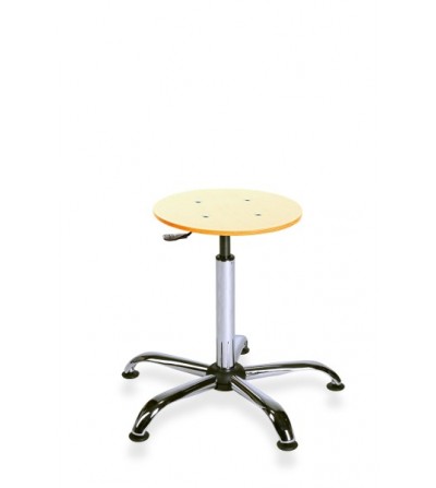 Taboret pracowniczy ze sklejki BlackTab 02 podstawa chromowana, stopki