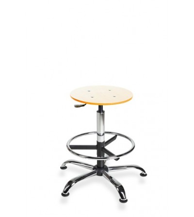 Taboret - stołek warsztatowy ze sklejki BlackTab 02, podnóżek, stopki, chrom