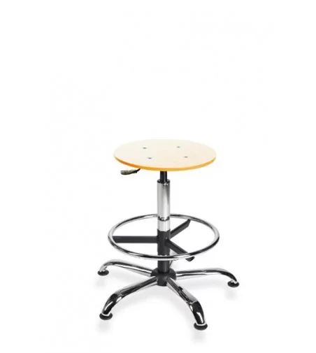 Taboret - stołek warsztatowy ze sklejki BlackTab 02, podnóżek, stopki, chrom