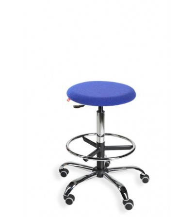 Taboret, stołek, hoker BlackTab - chromowana podstawa, kółka, podnóżek