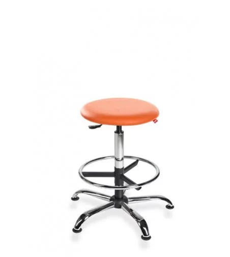 Taboret, stołek, hoker BlackTab Eco- ekoskóra, chrom, stopki, podnóżek