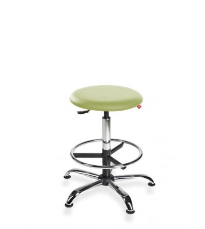 Taboret, stołek, hoker BlackTab Eco- ekoskóra, chrom, stopki, podnóżek