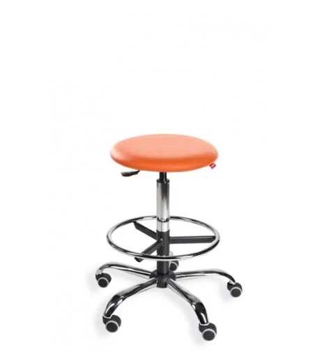 Taboret, stołek laboratoryjny BlackTab Eco ekoskóra, kółka, podnóżek