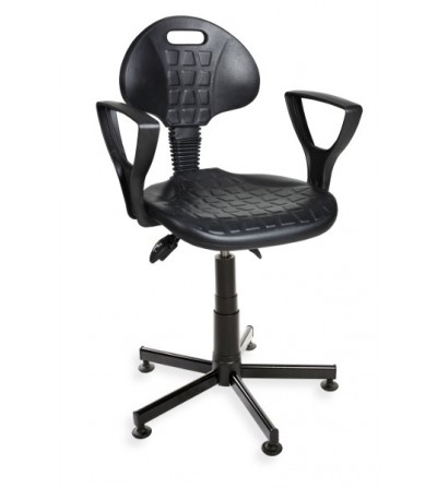Krzesło warsztatowe PurMax na stopkach, z podłokietnikami (asynchro PD)