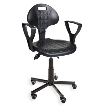 Krzesło przemysłowe PurMax z pianki integralnej, kółka, podłokietniki