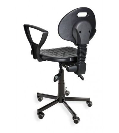 Krzesło przemysłowe PurMax z pianki integralnej, kółka, podłokietniki