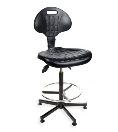 Krzesło laboratoryjne PurMax z podnóżkiem, na stopkach (asynchro H+RING)