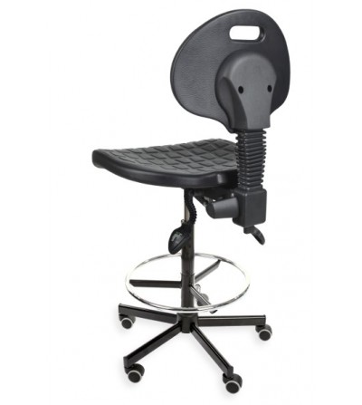 Krzesło warsztatowe PurMax na kółkach, z podnózkiem, atestowane