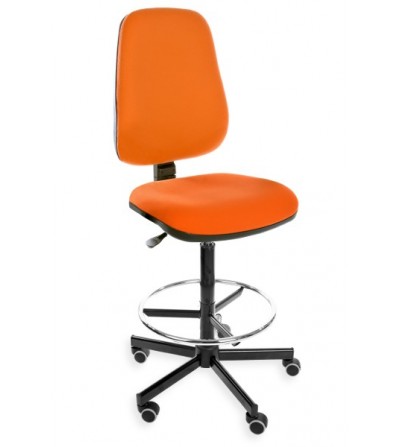 Podwyższane, obrotowe krzesło przemysłowe KomfortMax Desert, z podnóżkiem, na kółkach (H + RING WH)