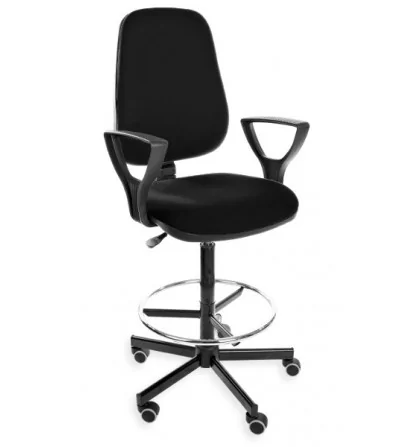 KomfortMax Desert H + RING PD WH - obrotowe, podwyższane krzesło przemysłowe z podnóżkiem, podłokietnikami, na kółkach