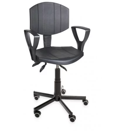 PurActive asynchro PD WH - krzesło przemysłowe - laboratoryjne - z podłokietnikami, na kółkach