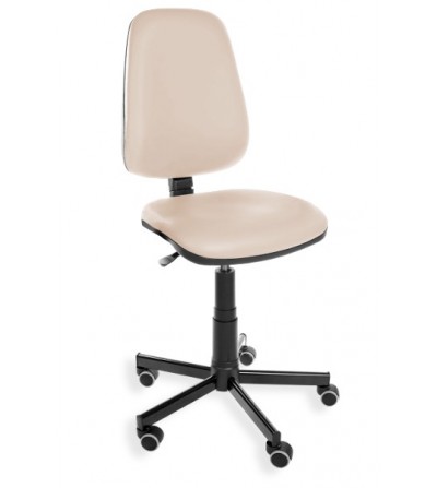 Krzesło laboratoryjne KomfortMax Eco, tapicerka z ekoskóry, na kółkach