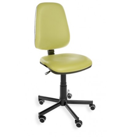 Obrotowe krzesło przemysłowe - laboratoryjne KomfortMax Eco, na kółkach, ekoskóra (WH)