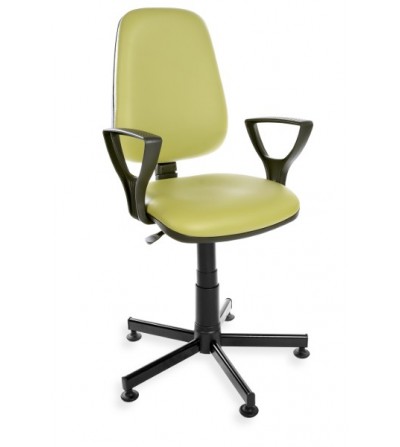 Krzesło przemysłowe - laboratoryjne KomfortMax Eco z podłokietnikami, na stopkach, tapicerka z ekoskóry (PD)