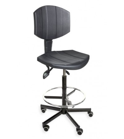 Krzesło przemysłowe PurActive z podnóżkiem, na kółkach (asynchro H+RING WH)