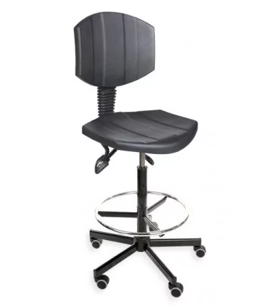 PurActive asynchro H+RING WH - krzesło przemysłowe z podnóżkiem, na kółkach