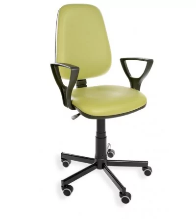 KomfortMax Eco PD WH - obrotowe krzesło przemysłowe, laboratoryjne z podłokietnikami, na stopkach, ekoskóra