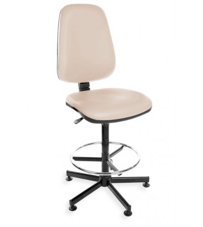 Podwyższane krzesło laboratoryjne KomfortMax Eco, z podnóżkiem, stopki