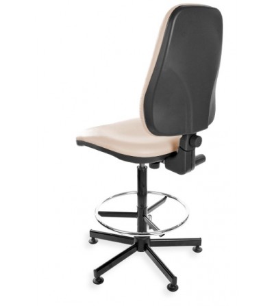 Podwyższane krzesło laboratoryjne KomfortMax Eco, z podnóżkiem, stopki