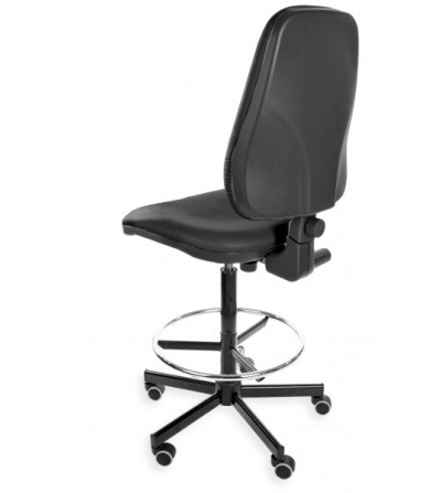 Podwyższane krzesło laboratoryjne KomfortMax z podnóżkiem, na kółkach