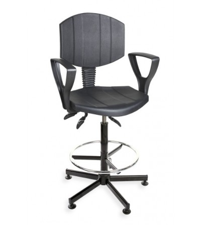 Krzesło przemysłowe plastikowe PurActive asynchro, podwyższane, z podłokietnikami i podnóżkiem (H+RING PD)