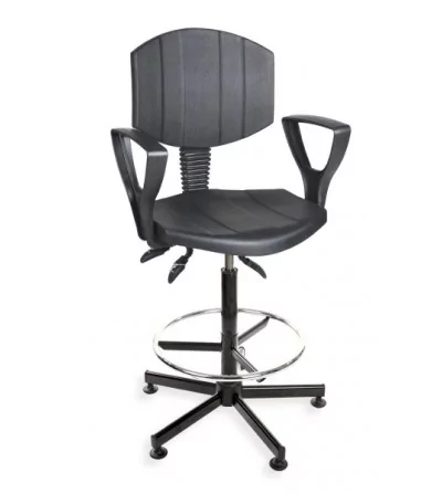 PurActive H+RING PD - krzesło przemysłowe plastikowe asynchro, podwyższane, z podłokietnikami i podnóżkiem