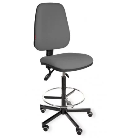 Krzesło przemysłowe wysokie na kółkach z podnóżkiem KomfortMax Desert asynchro H + RING WH