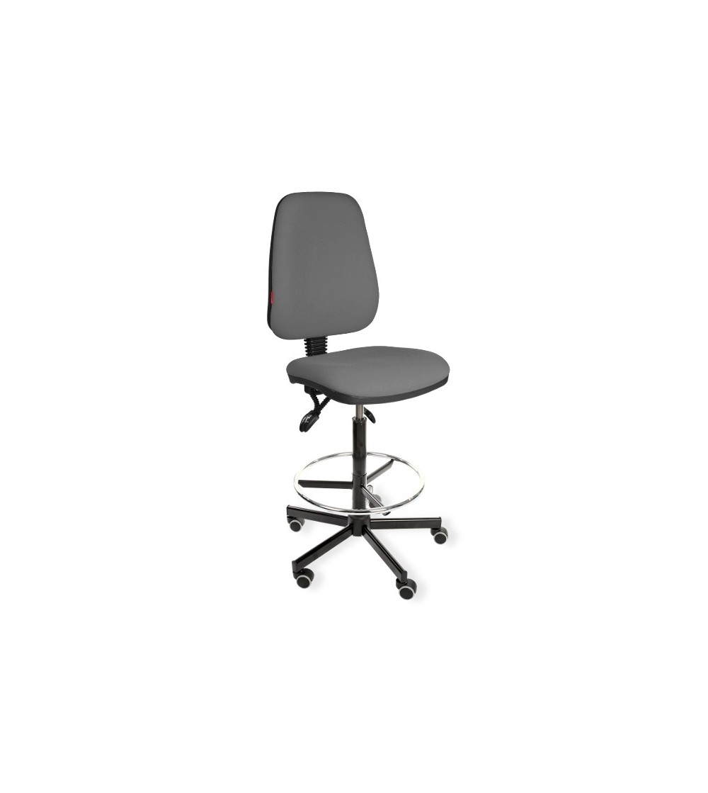 Krzesło przemysłowe wysokie na kółkach z podnóżkiem KomfortMax Desert asynchro H + RING WH