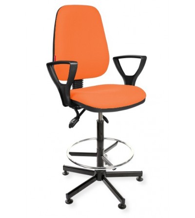 Krzesło przemysłowe wysokie  z podnóżkiem i podłokietnikami KomfortMax Desert asynchro H + RING PD