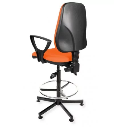 Krzesło przemysłowe wysokie z podnóżkiem i podłokietnikami KomfortMax Desert asynchro H + RING PD