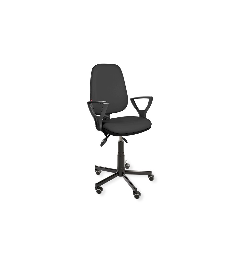 Krzesło przemysłowe, laboratoryjne z podłokietnikami na kółkach KomfortMax Eco asynchro PD WH