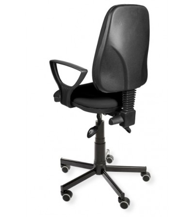 Krzesło przemysłowe, laboratoryjne z podłokietnikami na kółkach KomfortMax Eco asynchro PD WH