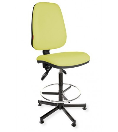 Krzesło przemysłowe wysokiem z podnóżkiem na stopkach KomfortMax Eco asynchro H + RING