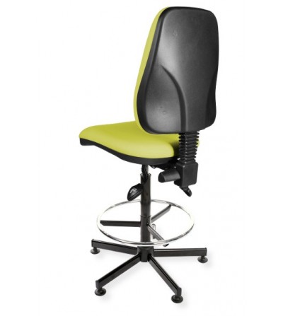 Krzesło przemysłowe wysokiem z podnóżkiem na stopkach KomfortMax Eco asynchro H + RING