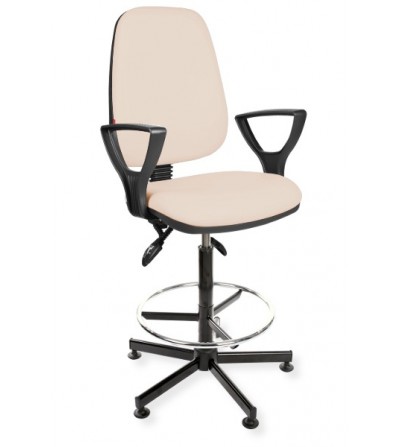 Krzesło wysokie na produkcję z podłokietnikami i podnóżkiem KomfortMax Eco asynchro H + RING PD