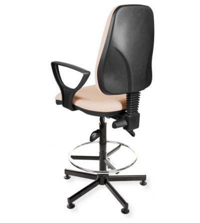 Krzesło wysokie na produkcję z podłokietnikami i podnóżkiem KomfortMax Eco asynchro H + RING PD