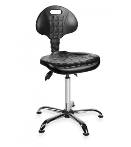 Krzesło laboratoryjne, warsztatowe z pianki integralnej na stopkach PurMax chrome asynchro