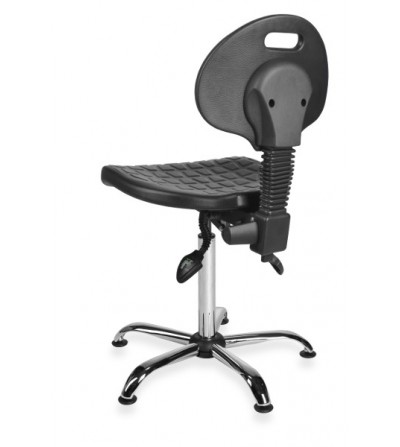 Krzesło laboratoryjne, warsztatowe z pianki integralnej na stopkach PurMax chrome asynchro