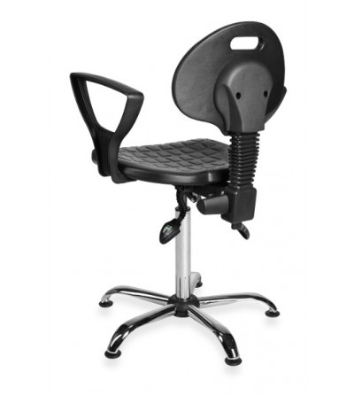 Krzesło warsztatowe z pianki integralnej z podłokietnikami PurMax chrome asynchro PD