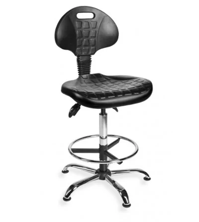 Krzesło warsztatowe wysokie z podnóżkiem na stopkach PurMax chrome asynchro H+RING