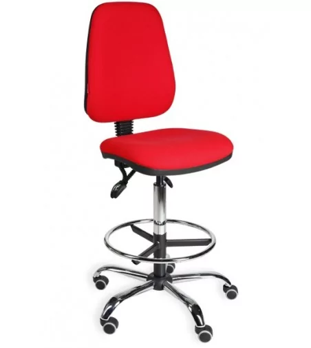 Krzesło warsztatowe, wygodne, obrotowe, wysokie z podnóżkiem na kółkach KomfortMax Desert chrome asynchro H + RING WH