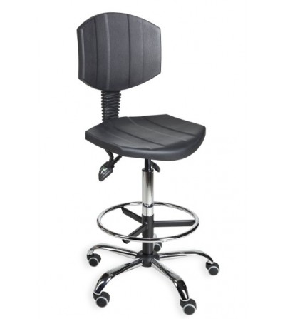 Krzesło warsztatowe obrotowe wysokie na kłókach z podłokietnikiem PurActive chrome asynchro H+RING WH