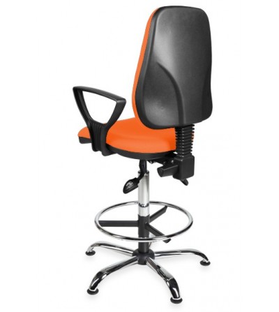 Krzesło przemysłowe wysokie z podnóżkiem i podłokietnikami KomfortMax Desert chrome asynchro H + RING PD
