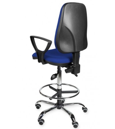 Krzesło warsztatowe, obrotowe, podwyższane na kółkach z podłokietnikami KomfortMax Desert chrome asynchro H + RING PD WH