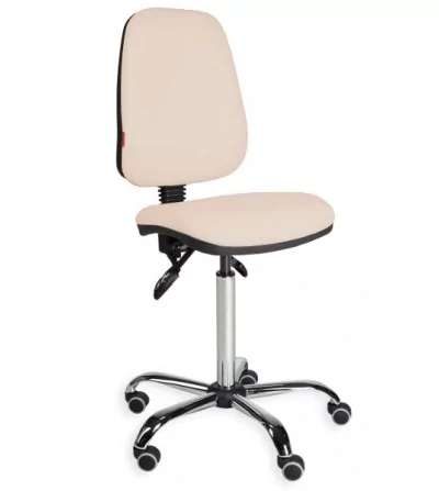 Krzesło warsztatowe obrotowe na kółkach KomfortMax Eco chrome asynchro WH