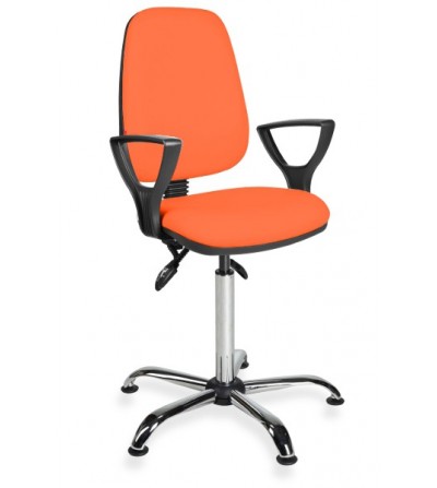 Krzesło laboratoryjne obrotowe z  podłokietnikami KomfortMax Eco chrome asynchro PD