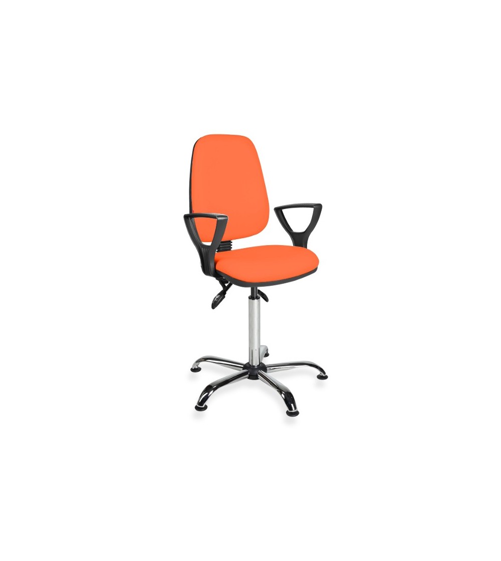 Krzesło laboratoryjne obrotowe z  podłokietnikami KomfortMax Eco chrome asynchro PD