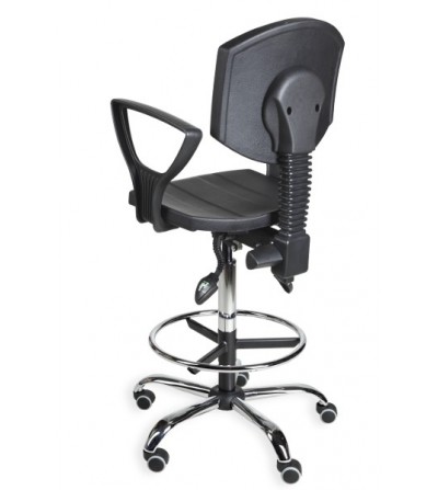 Podwyższane krzesło przemysłowe PurActive z chromowaną podstawą