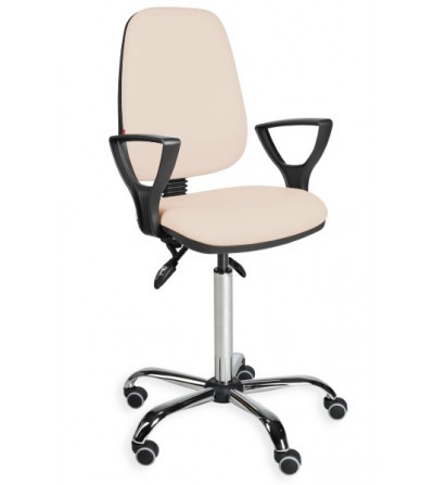 Krzesło przemysłowe z podłokietnikami na kółkach KomfortMax Eco chrome asynchro PD WH podwyższane